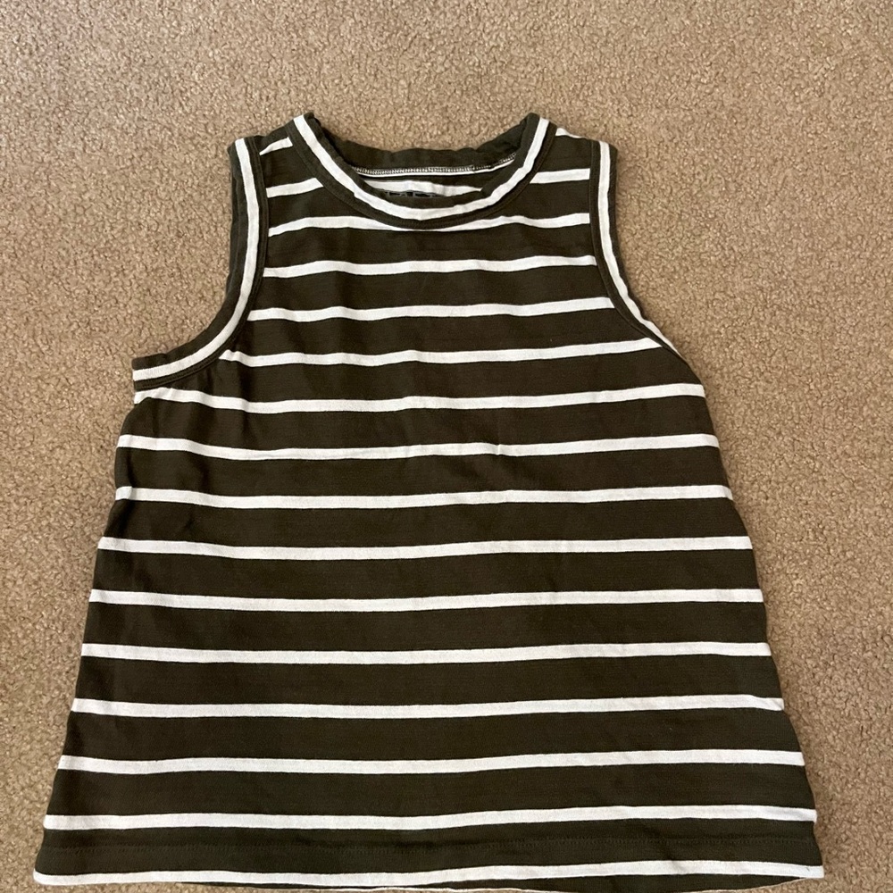 Loft olive and white striped tank